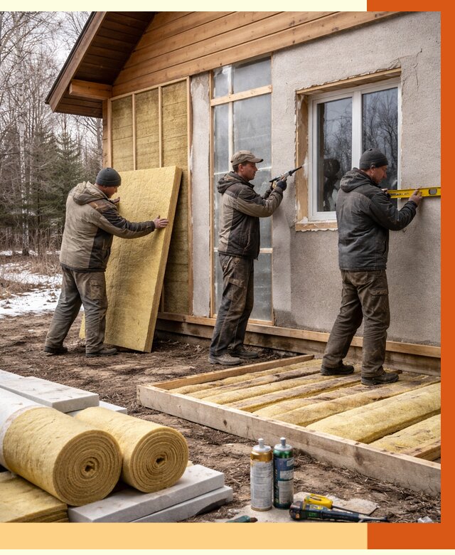 Утепление дачного дома в Котласе от 4922 руб/м2 — недорого | ТепломастерКтл