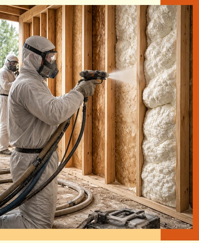 Утепление каркасного дома ППУ в Котласе от 2902 руб./м2 — работа под ключ | ТепломастерКтл