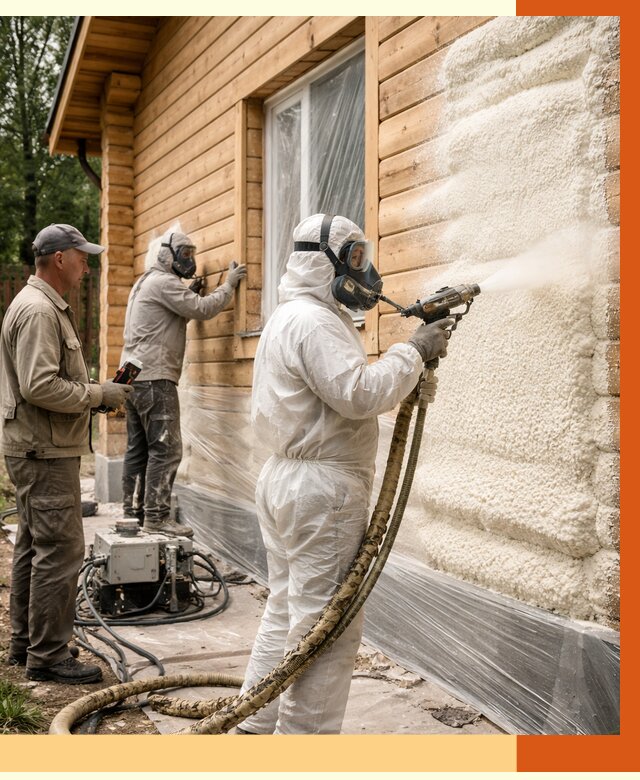 Утепление дома из бруса ППУ в Котласе от 3990 руб/м2 под ключ | ТепломастерКтл