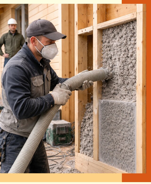 Утепление дома из бруса эковатой в Котласе от 1917 руб/м2 | ТепломастерКтл