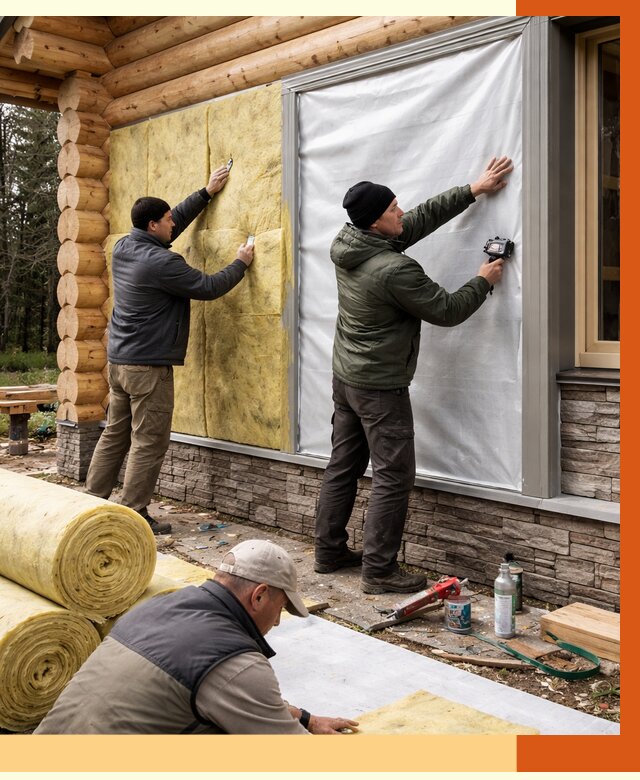 Утепление бревенчатого дома в Котласе от 7928 руб/м2 — заказать под ключ | ТепломастерКтл