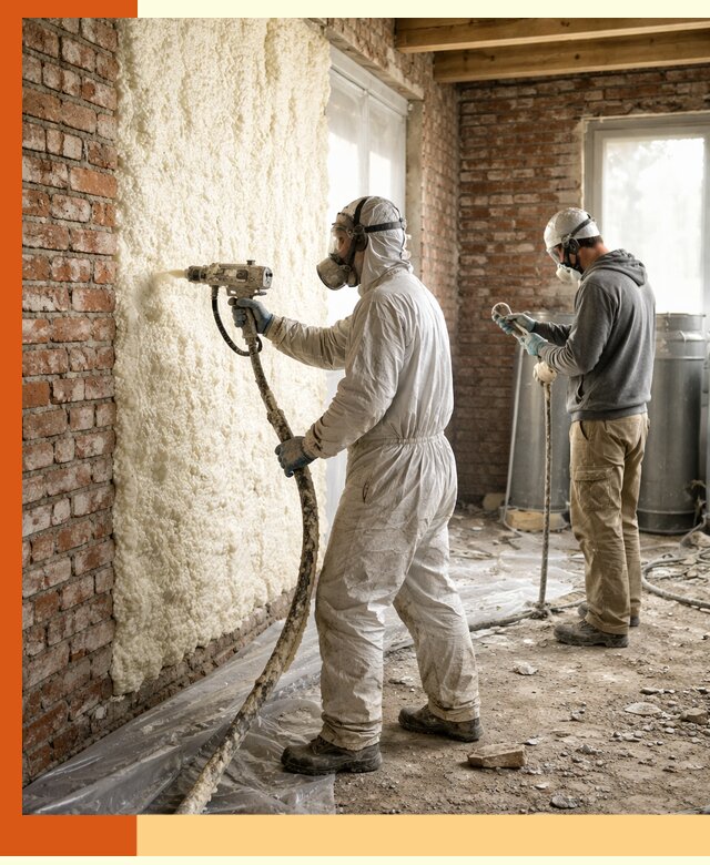 Утепление кирпичного дома пенополиуретаном в Котласе