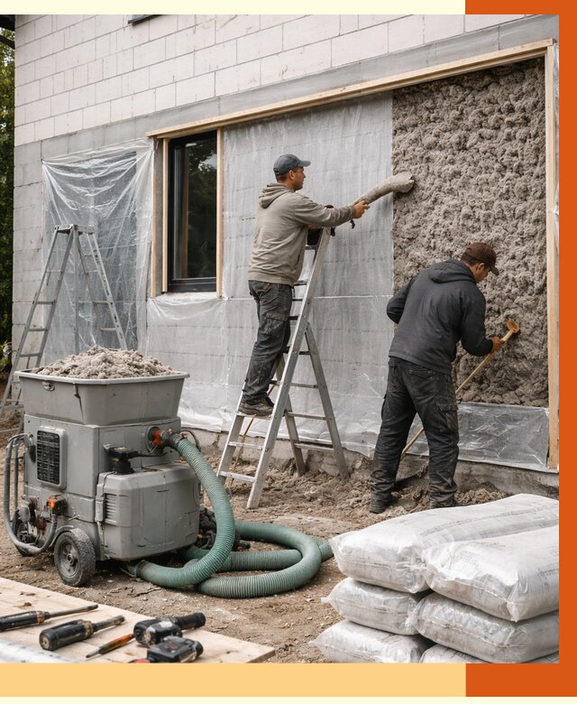 Утепление дома из газобетона эковатой в Котласе от 4663 руб./м2 | ТепломастерКтл