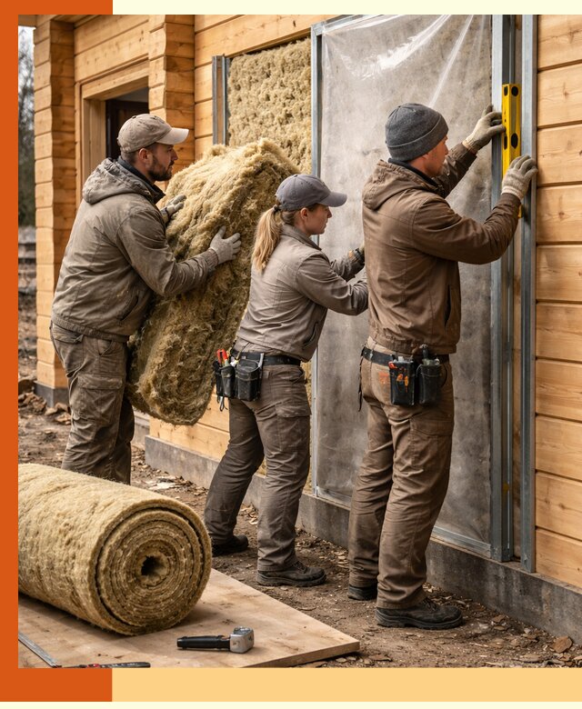 Утепление дома из двойного бруса в Котласе качественно и надёжно