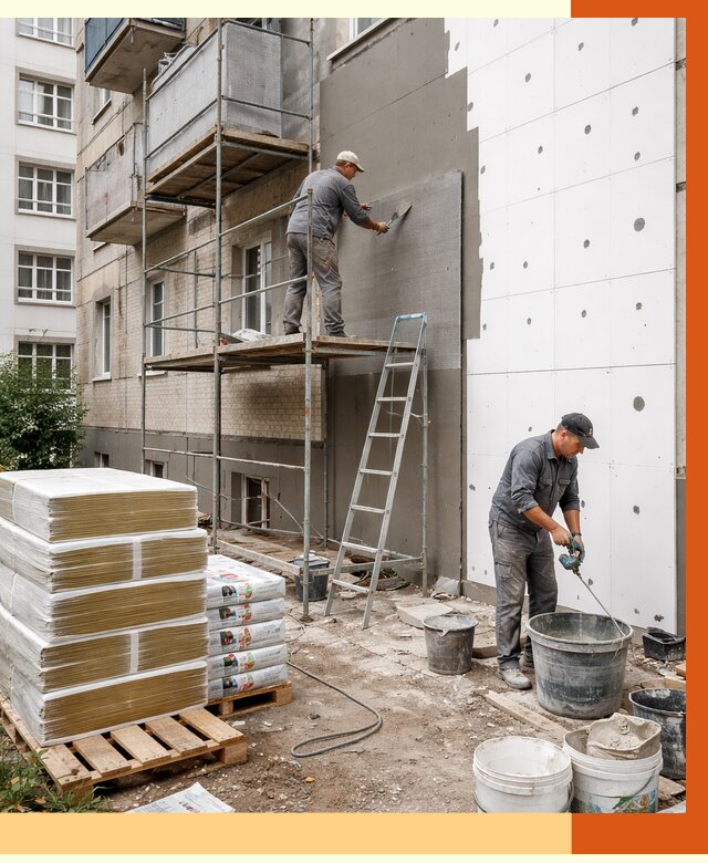 Утепление квартиры снаружи в Котласе от 6373 руб/м2 под ключ | ТепломастерКтл