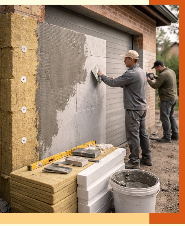 Утепление гаража снаружи в Котласе от 4352 руб. за м2 — наружное утепление под ключ | ТепломастерКтл