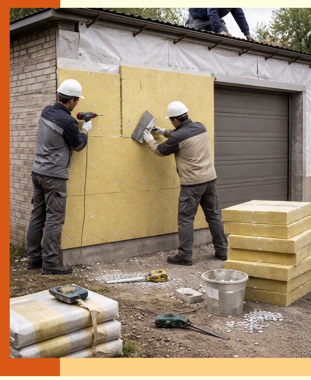 Утепление гаража снаружи в Котласе качественно и надёжно