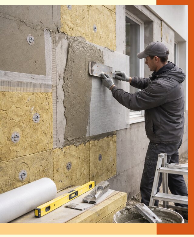 Утепление фасада под штукатурку в Котласе от 4352 руб/м2 — монтаж пенопластом и минватой | ТепломастерКтл