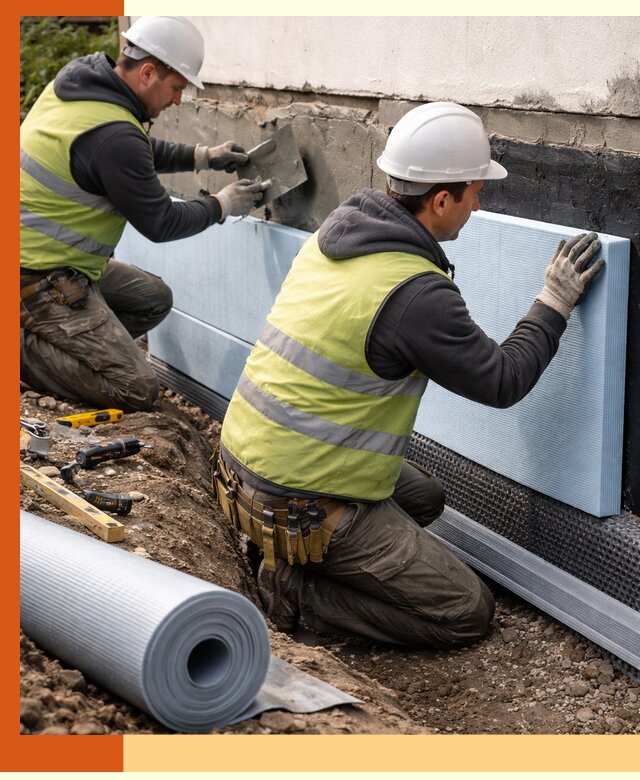 Утепление фундамента снаружи в Котласе — профессиональная теплоизоляция