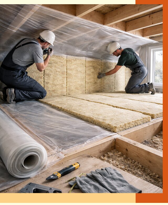 Утепление перекрытий в Котласе от 2953 руб/м2 — утепление межэтажных и чердачных | ТепломастерКтл