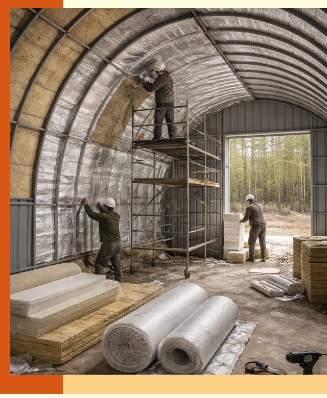 Утепление арочного ангара под ключ в Котласе