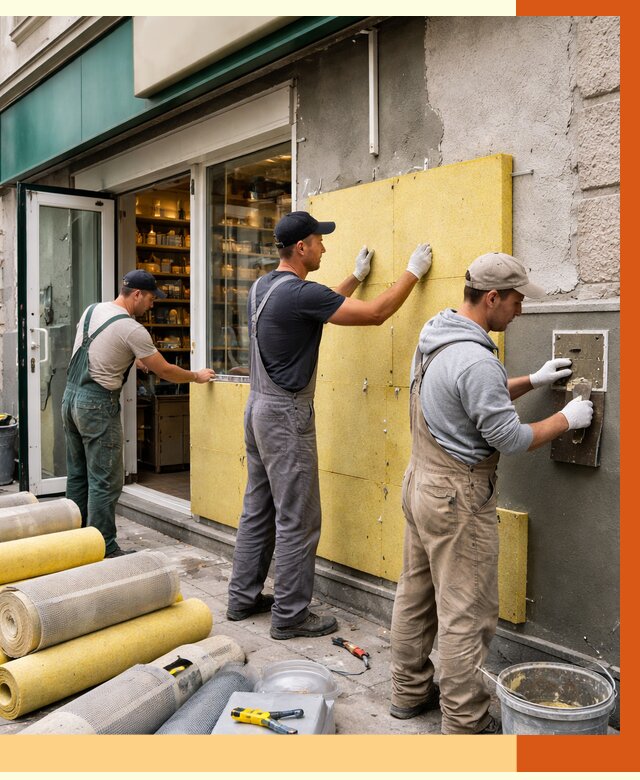 Утепление магазина в Котласе от 4663 руб/м2 — цена, стены и снаружи | ТепломастерКтл