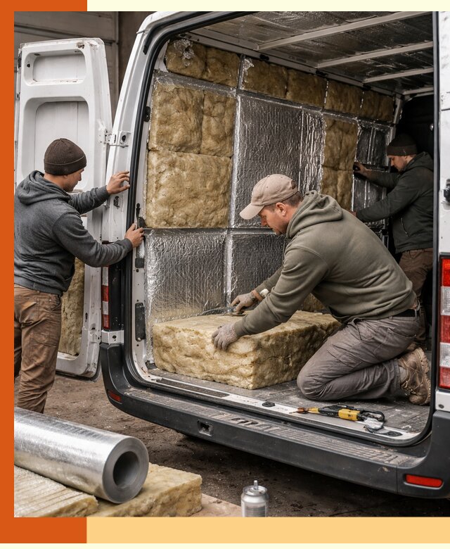 Утепление фургона в Котласе: профессиональная теплоизоляция и шумоизоляция