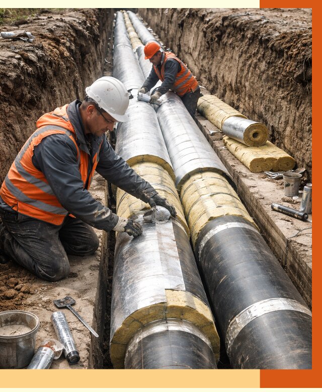 Утепление теплотрассы в Котласе от 4663 руб./м2 — ппу и комплексная изоляция | ТепломастерКтл