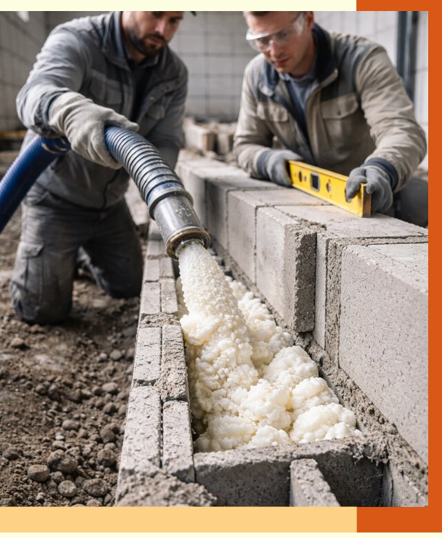 Заполнение колодцевой кладки ППУ в Котласе от 4352 руб. за м2 | ТепломастерКтл