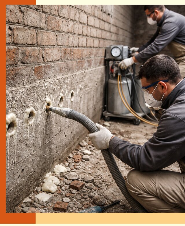 Заполнение колодцевой кладки ППУ в Котласе быстро и герметично