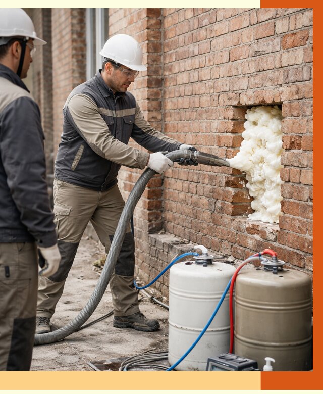 Заливка ППУ в пустоты кирпичной стены в Котласе от 2850 руб. | ТепломастерКтл