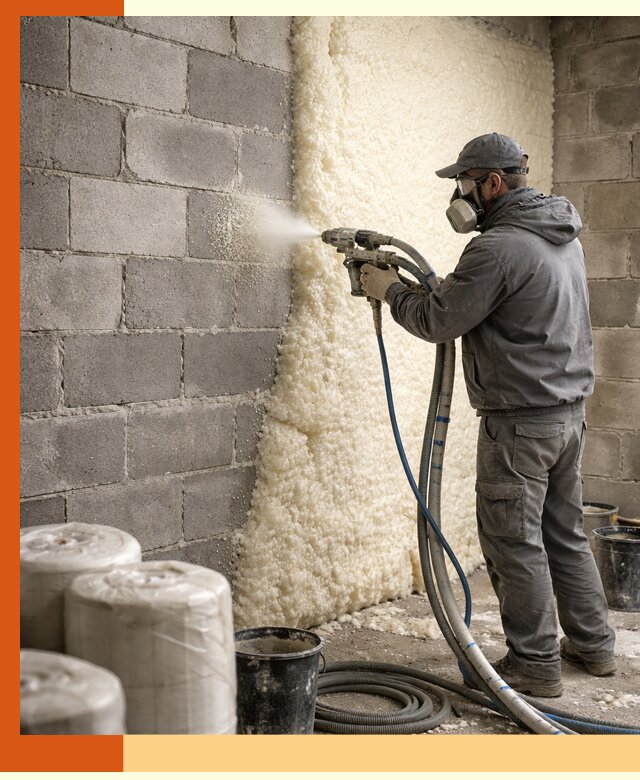 Утепление блочной стены ППУ в Котласе качественно и надёжно