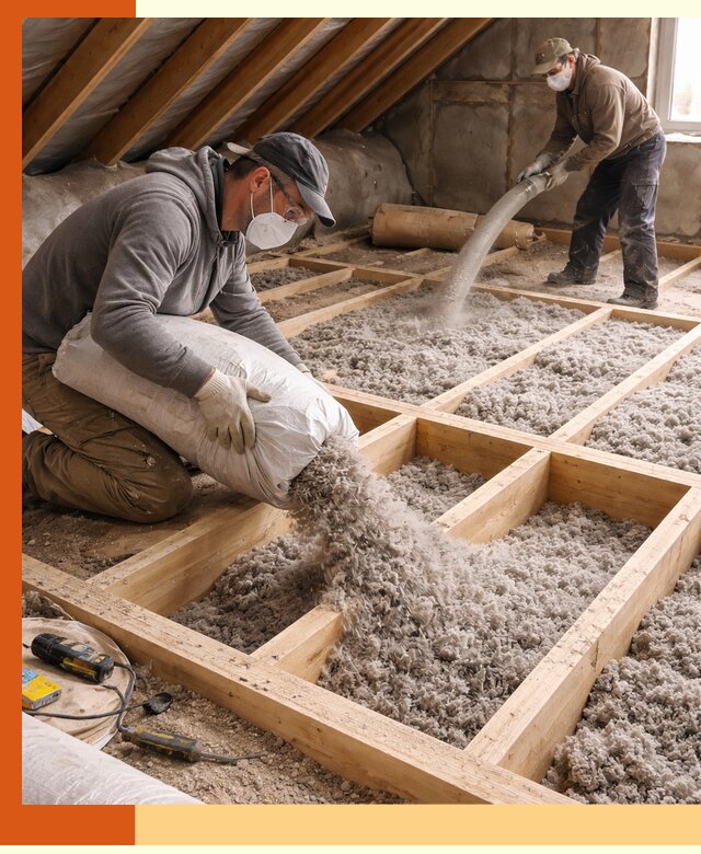 Заполнение полостей чердачного перекрытия в Котласе качественно и надёжно