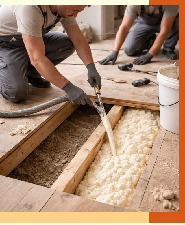 Заполнение пустот пола в Котласе от 2798 руб. — утепление пустот пола под ключ | ТепломастерКтл
