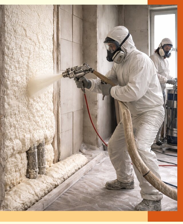 Напыление пенополиуретана в Котласе от 7772 руб./м2 — услуги и монтаж ППУ | ТепломастерКтл