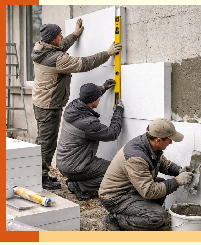 Утепление пенопластом наружных стен и фасадов в Котласе