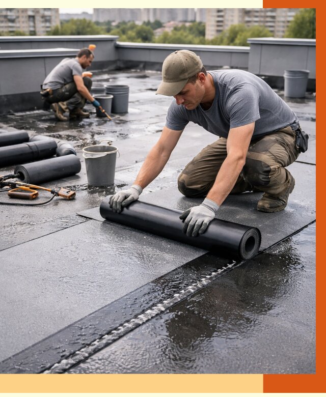 Гидроизоляция плоской кровли в Котласе от 4663 руб./м2 — профессионально | ТепломастерКтл