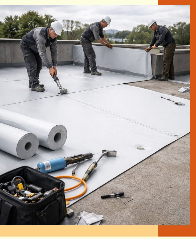 Гидроизоляция мембранной кровли в Котласе от 7772 руб./м² — профессионально | ТепломастерКтл