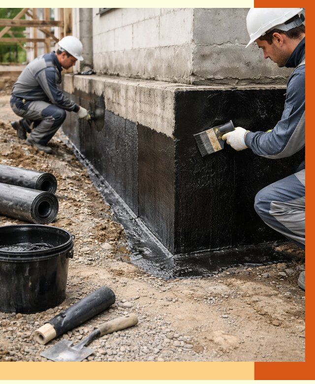 Гидроизоляция фундамента в Котласе от 1295 руб. — профессионально, под ключ | ТепломастерКтл