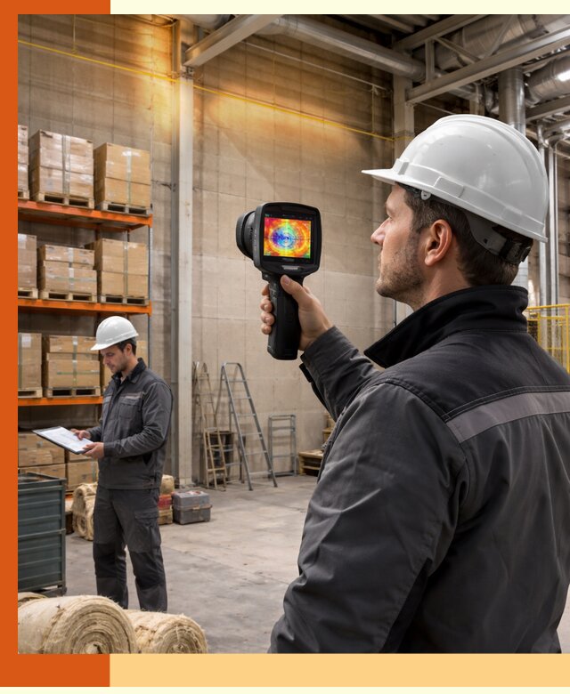 Тепловизионное обследование склада и выявление утечек в Котласе