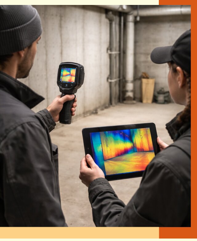 Тепловизионное обследование подвала в Котласе от 4663 руб. — проверка гидроизоляции | ТепломастерКтл