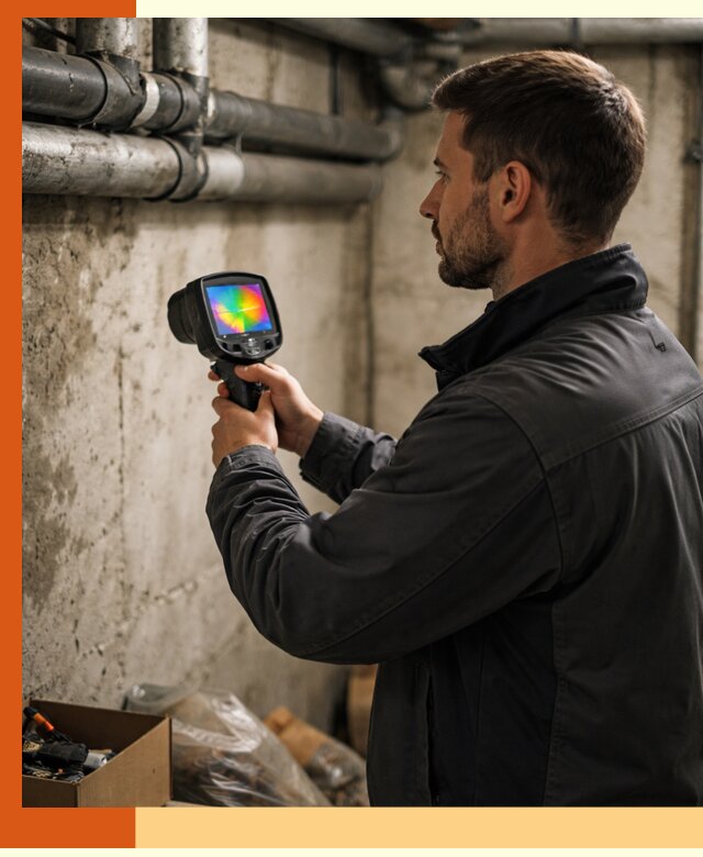 Тепловизионное обследование подвала в Котласе для поиска утечек тепла