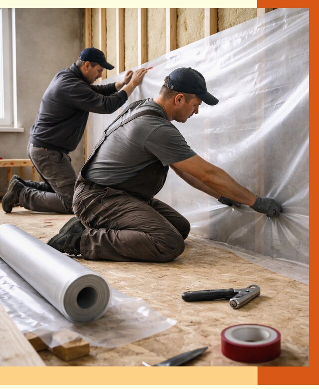 Монтаж пароизоляции в Котласе от 2591 руб. — установка и укладка под ключ | ТепломастерКтл